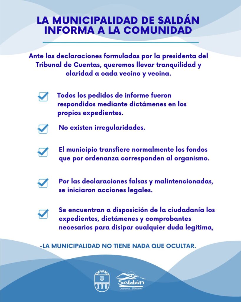 Comunicado oficial del Departamento Ejecutivo